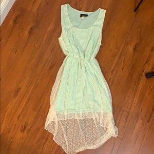 Mint Green Dress with White Lace over it
